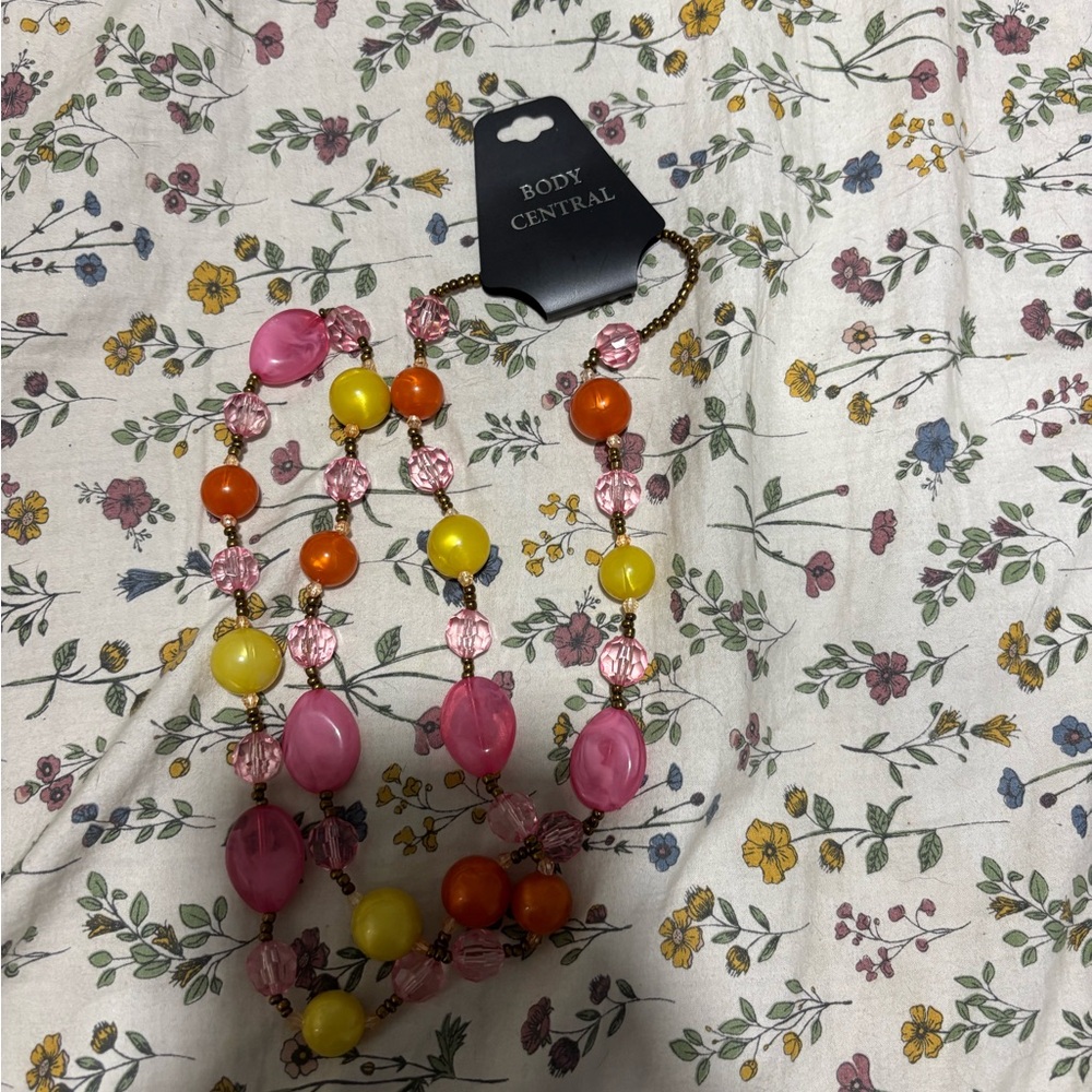 Body Central Pink, Orange, and Yellow Beaded Necklace. 16”
